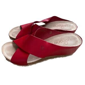 Yokono Mora red leather slip-on wedge sandals made in Spain size 9